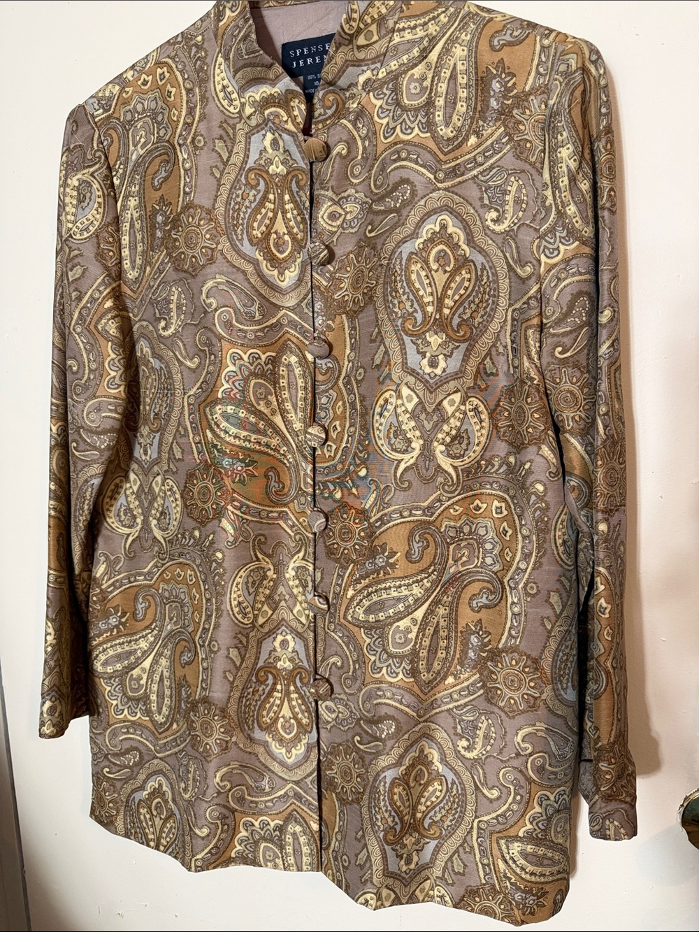 Spenser Jeremy Brown Paisley Lightweight Shirt Jacket. 100 percent silk